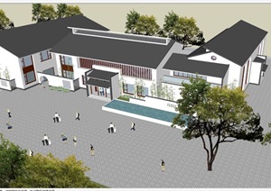 新中式小会所建筑设计方案SU(草图大师)模型