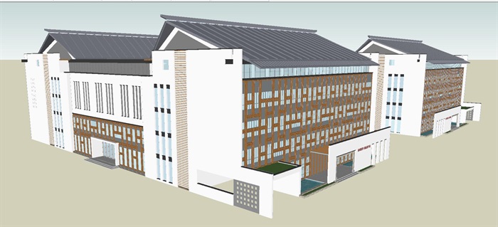 新中式老干部活动中心建筑设计方案SU模型(1)
