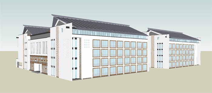 新中式老干部活动中心建筑设计方案SU模型(3)