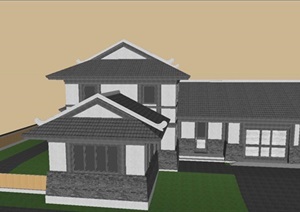 日式别墅建筑设计方案SU(草图大师)模型
