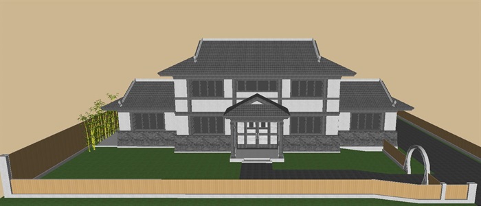 日式别墅建筑设计方案SU模型(3)
