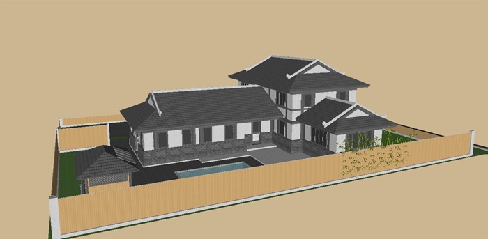 日式别墅建筑设计方案SU模型(6)