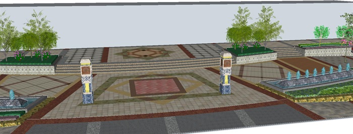 小广场景观节点设计方案SU模型(2)