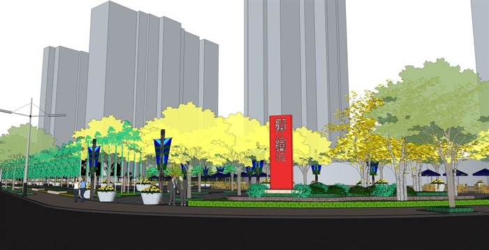 清江润城商业街景观设计方案SU模型(5)