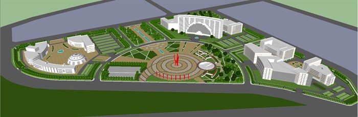 城市商务办公区建筑设计方案SU模型(1)