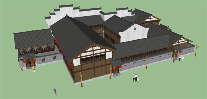南方套院古建建筑设计方案SU模型(2)