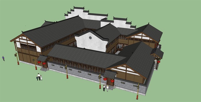 南方套院古建建筑设计方案SU模型(5)