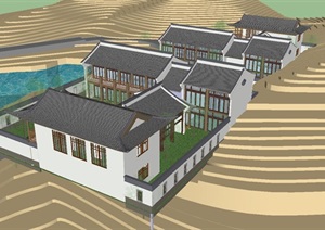 古典中式别墅建筑设计方案SU(草图大师)模型