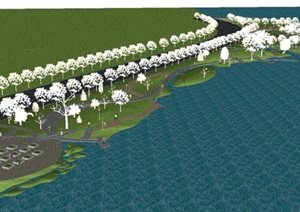 滨湖休闲步道设计方案SU(草图大师)模型