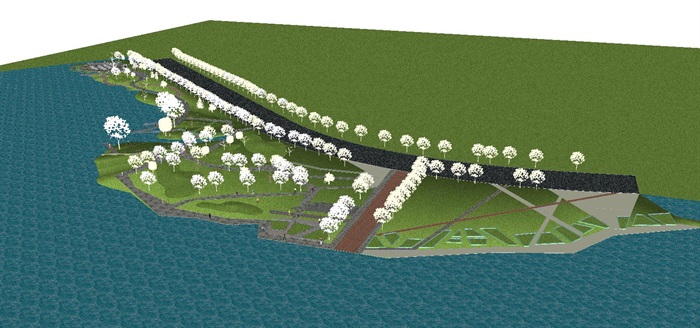 滨湖休闲步道设计方案SU模型(2)