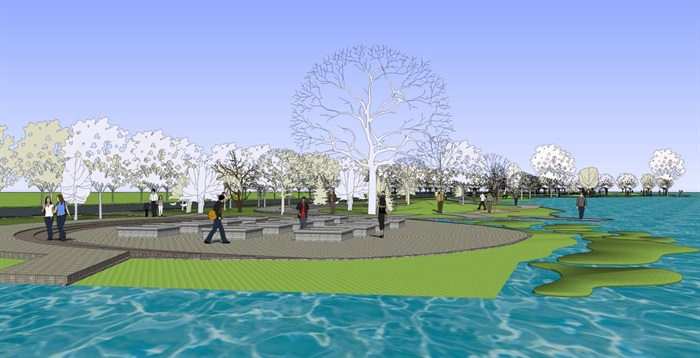 滨湖休闲步道设计方案SU模型(6)