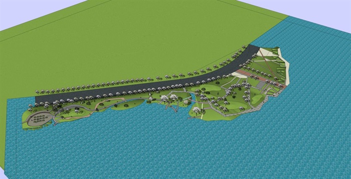 滨湖休闲步道设计方案SU模型(5)