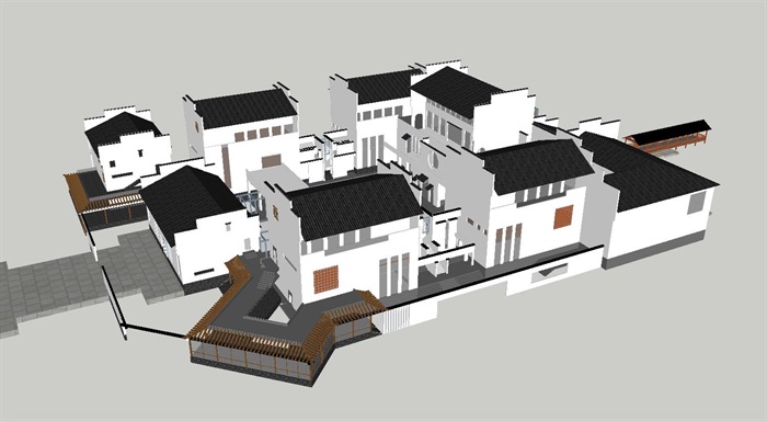 新中式博物馆建筑设计方案SU模型(3)