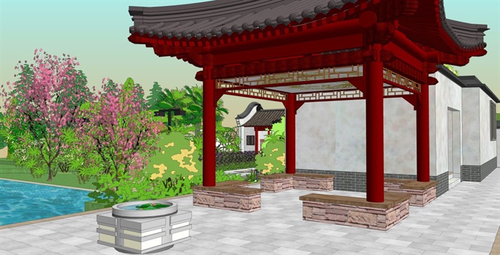 仿古中式公园景观设计方案SU模型(11)