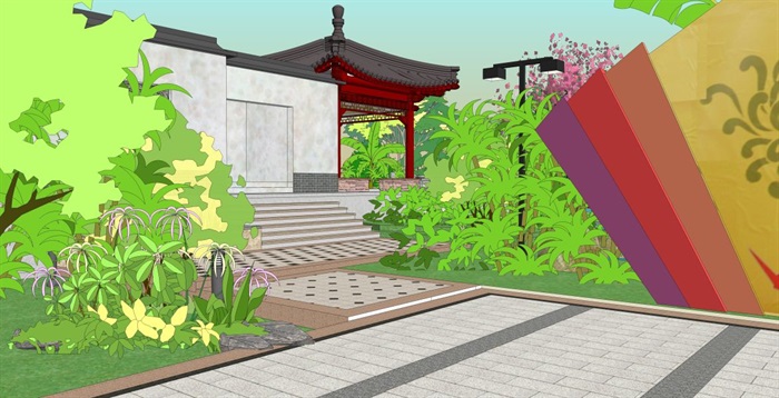 仿古中式公园景观设计方案SU模型(12)