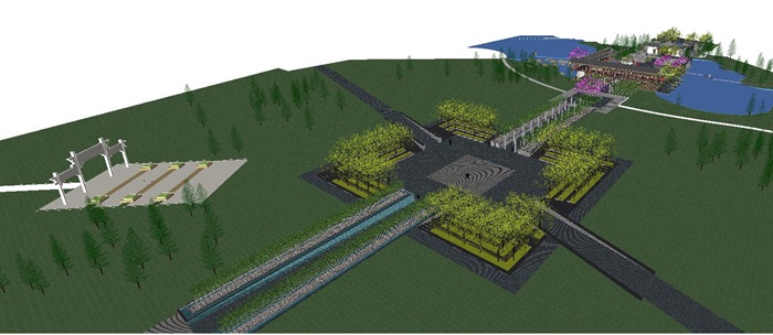 公园文化长轴景观规划设计方案SU模型(7)