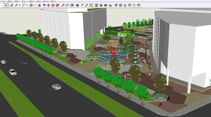商业广场景观设计方案SU模型(2)