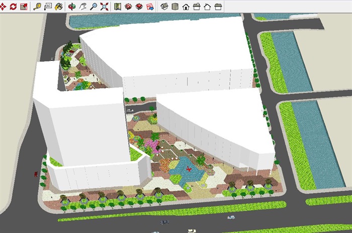 商业广场景观设计方案SU模型(4)