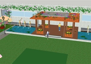 屋顶花园景观设计方案SU(草图大师)模型