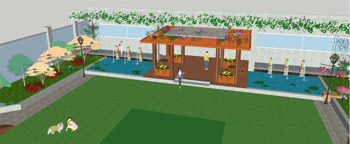 屋顶花园景观设计方案SU模型(1)