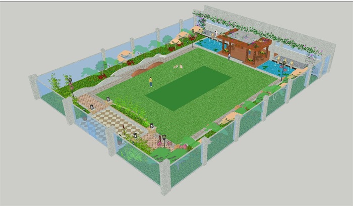 屋顶花园景观设计方案SU模型(6)