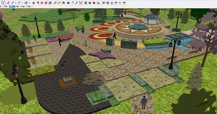 公园景观规划设计方案SU模型(2)