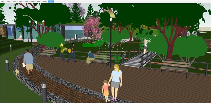 街头休闲公园景观设计方案SU模型(1)