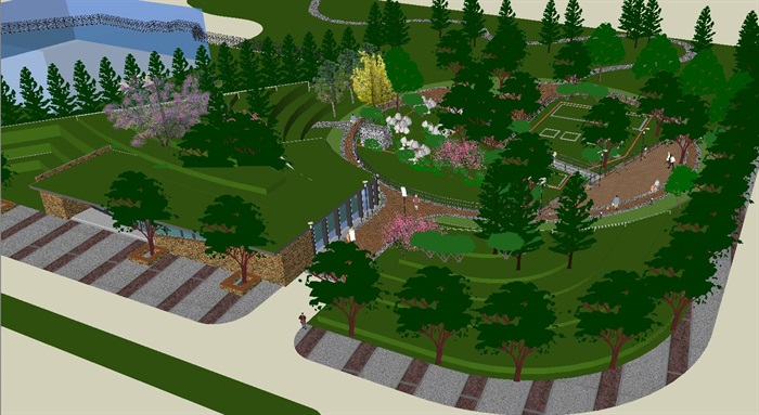 街头休闲公园景观设计方案SU模型(2)