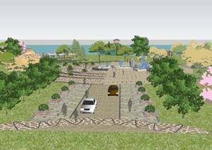 滨湖公园景观设计方案SU(草图大师)模型
