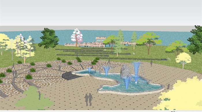 滨湖公园景观设计方案SU模型(4)