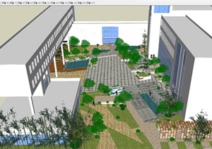 教学楼中庭景观设计方案SU(草图大师)模型