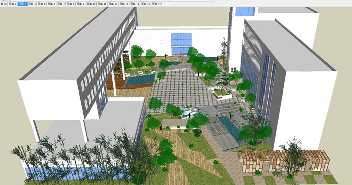 教学楼中庭景观设计方案SU模型(1)