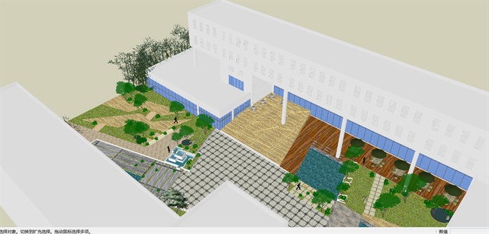 教学楼中庭景观设计方案SU模型(3)