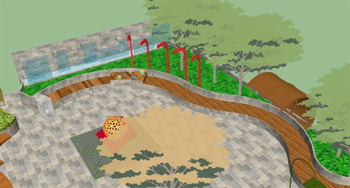 火车站前广场景观设计方案SU模型(3)