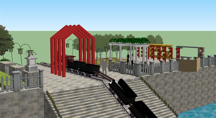 火车站前广场景观设计方案SU模型(4)