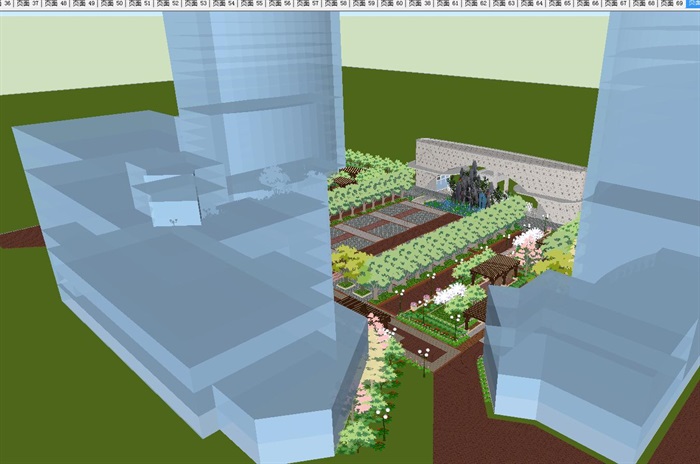 办公中心中庭景观设计方案SU模型(7)
