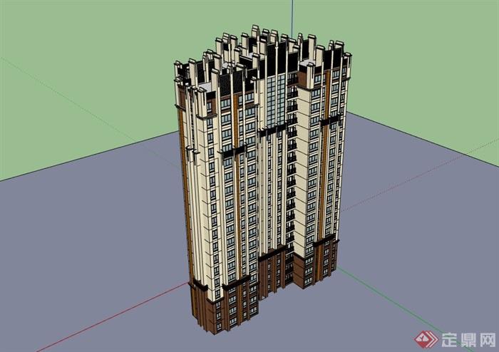 高层精致居住详细建筑楼su模型