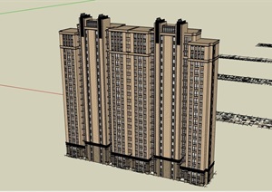 现代高层住宅完整的建筑楼设计SU(草图大师)模型