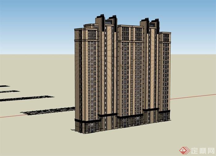 现代高层住宅完整的建筑楼设计su模型