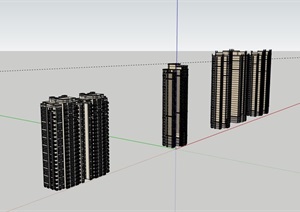 现代风格高层住宅完整的建筑楼设计SU(草图大师)模型