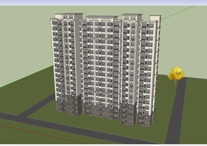 现代高层住宅完整的建筑楼设计SU(草图大师)模型