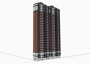 现代高层住宅完整的建筑楼设计SU(草图大师)模型