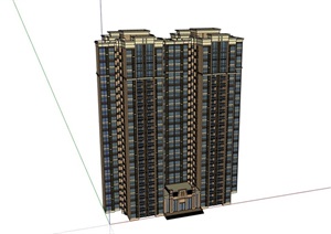 小区高层住宅完整的建筑楼设计SU(草图大师)模型