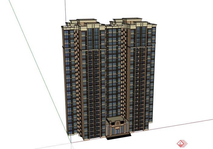 小区高层住宅完整的建筑楼设计su模型