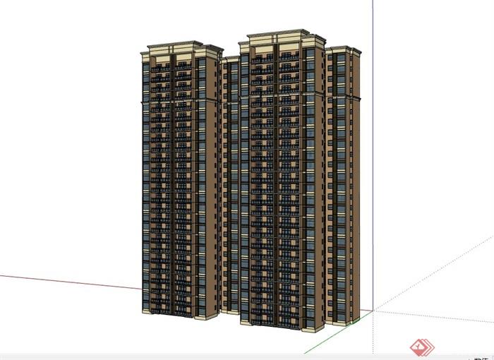 小区高层住宅完整的建筑楼设计su模型