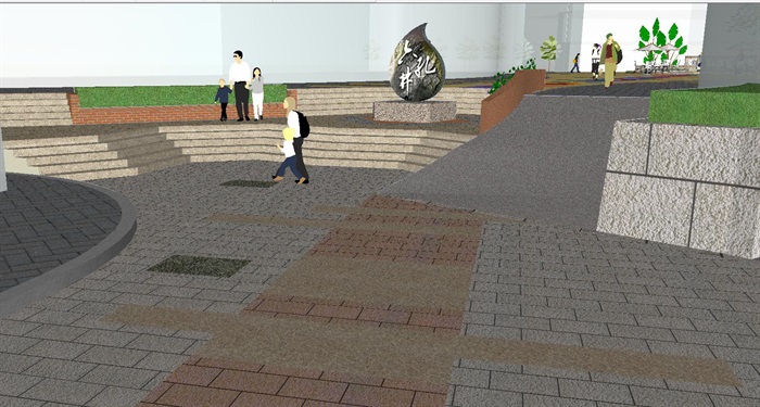 六井孔商业街景观设计方案SU模型(2)
