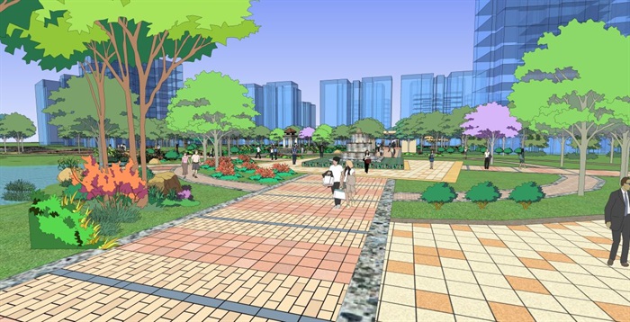 现代居住区景观设计方案SU模型(3)