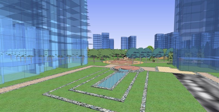 现代居住区景观设计方案SU模型(10)
