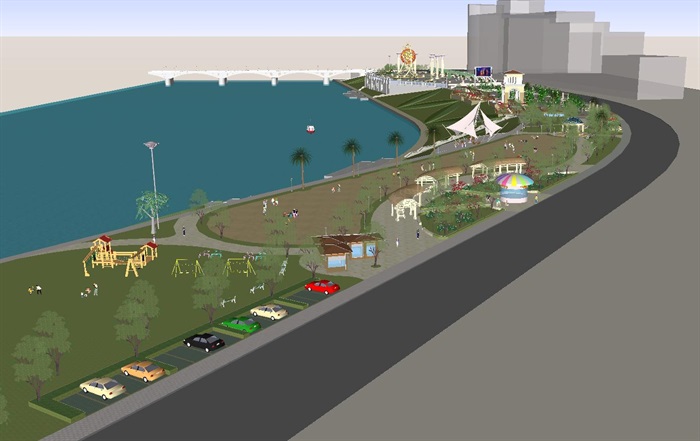 隽水公园景观设计方案SU模型(4)
