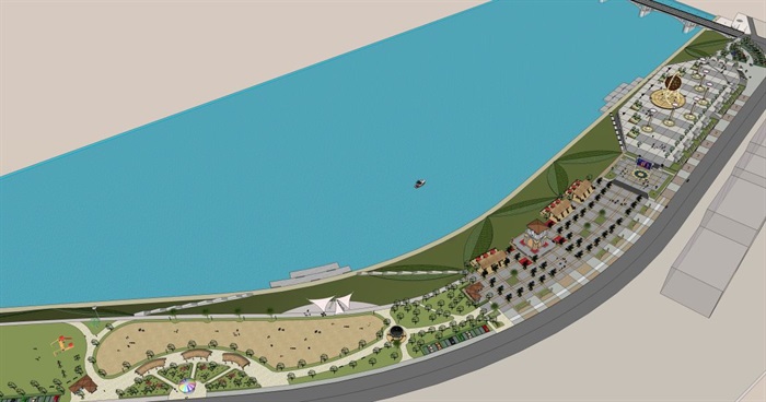 隽水公园景观设计方案SU模型(7)